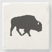 Buffalo Silhouette Marble Stone Coaster