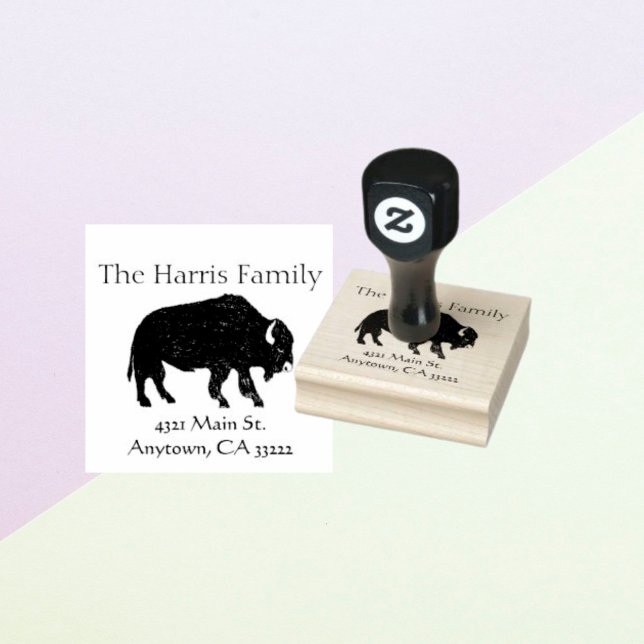 Buffalo Silhouette Personalized Rubber Stamp (Creator Uploaded)