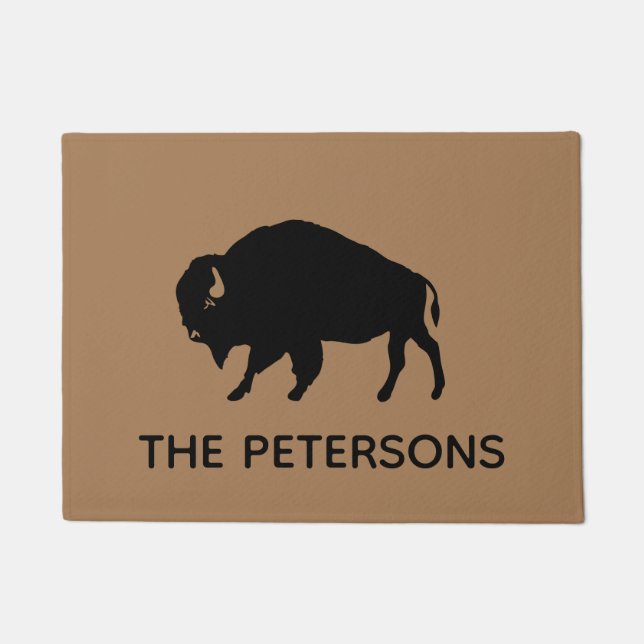 Buffalo Silhouette Personalized Welcome Mat (Front)