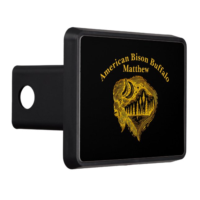 Buffalo Silhouette With Mountains Design Hitch Cover (Right)
