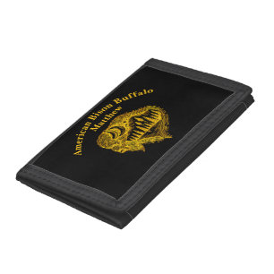 Buffalo Silhouette With Mountains Design Tri-fold Wallet