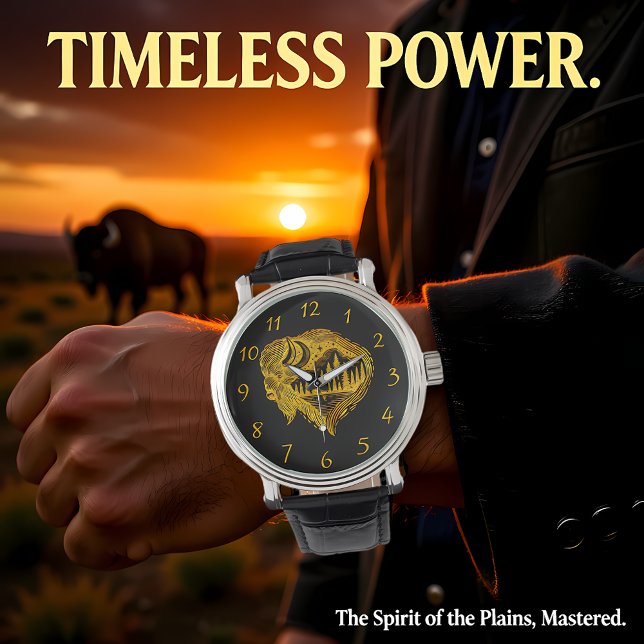 Buffalo Silhouette With Mountains Design Watch (Creator Uploaded)