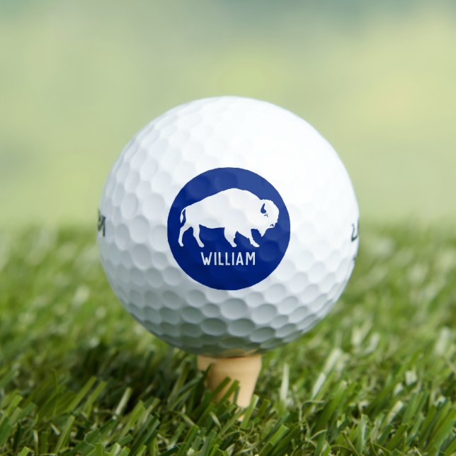 Buffalo Silhouette with Personalized Name Golf Balls (Insitu Tee)