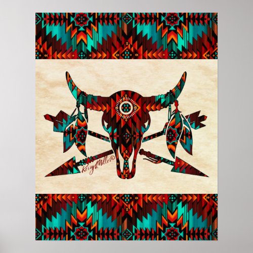 Buffalo Skull And Arrows Poster