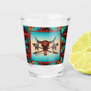 Buffalo Skull And Arrows Shot Glass