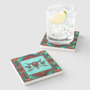 Buffalo Skull And Arrows Stone Coaster