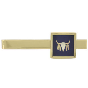 Buffalo Skull Gold Finish Tie Bar