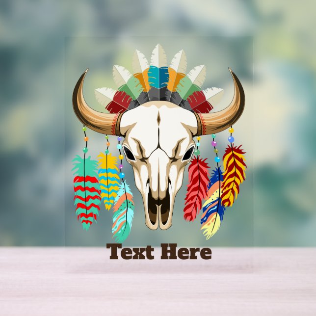 Buffalo Skull Native American Emblem Acrylic Sign (Neutral)