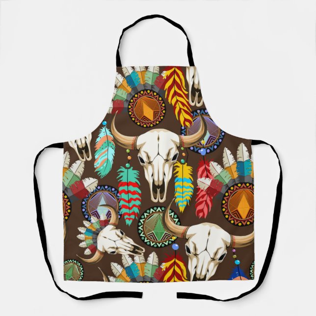 Buffalo Skull Native American Emblem Apron (Front)