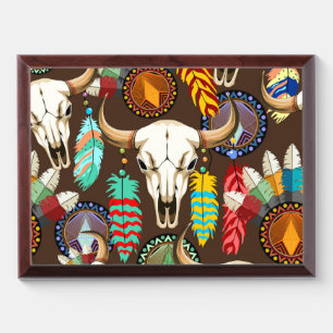 Buffalo Skull Native American Emblem Award Plaque