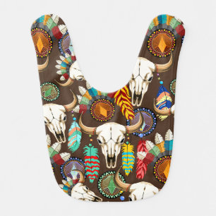 Buffalo Skull Native American Emblem Baby Bib