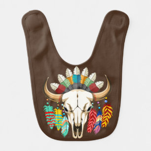 Buffalo Skull Native American Emblem Baby Bib
