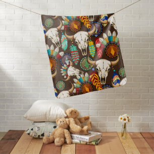 Buffalo Skull Native American Emblem Baby Blanket