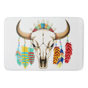 Buffalo Skull Native American Emblem Bath Mat