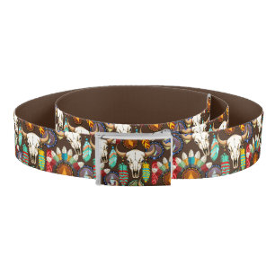 Buffalo Skull Native American Emblem Belt