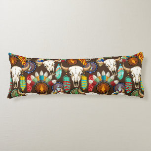 Buffalo Skull Native American Emblem Body Pillow