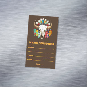 Buffalo Skull Native American Emblem Business Card Magnet