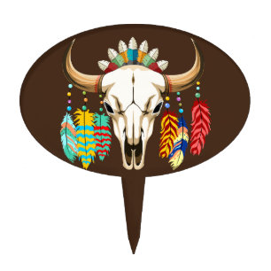 Buffalo Skull Native American Emblem Cake Topper