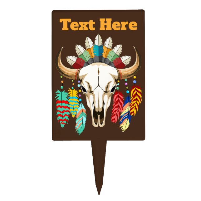Buffalo Skull Native American Emblem Cake Topper (Front)