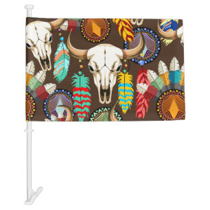 Buffalo Skull Native American Emblem Car Flag