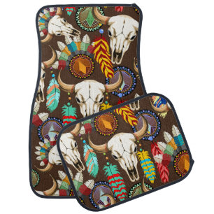 Buffalo Skull Native American Emblem Car Floor Mat