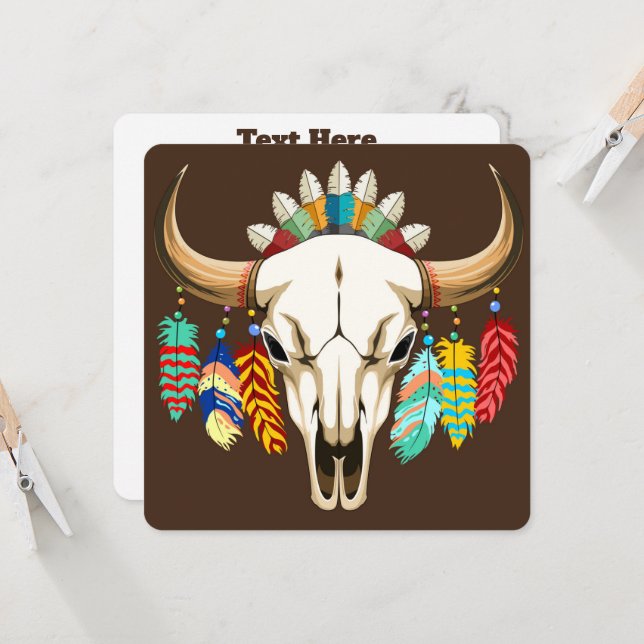 Buffalo Skull Native American Emblem Card (Front/Back In Situ)