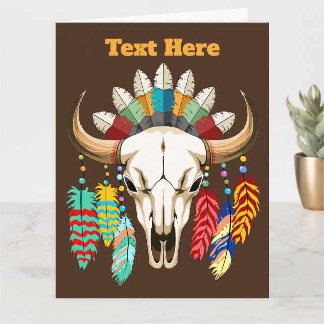 Buffalo Skull Native American Emblem Card (Small Plant)