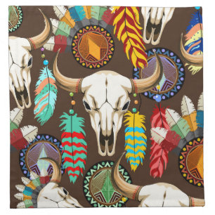 Buffalo Skull Native American Emblem Cloth Napkin