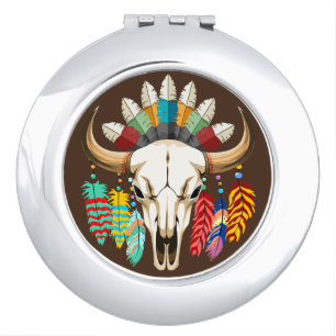 Buffalo Skull Native American Emblem Compact Mirror