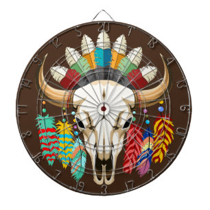 Buffalo Skull Native American Emblem Dart Board