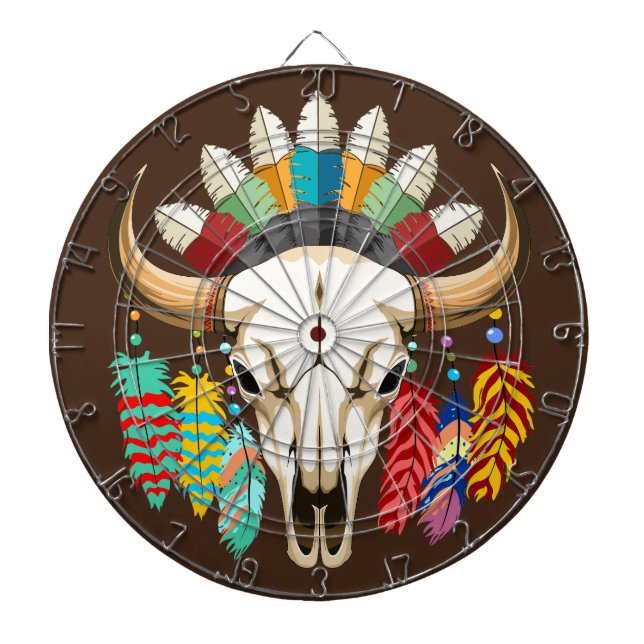 Buffalo Skull Native American Emblem Dart Board (Front)
