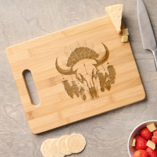 Buffalo Skull Native American Emblem Engraved Cutting Board