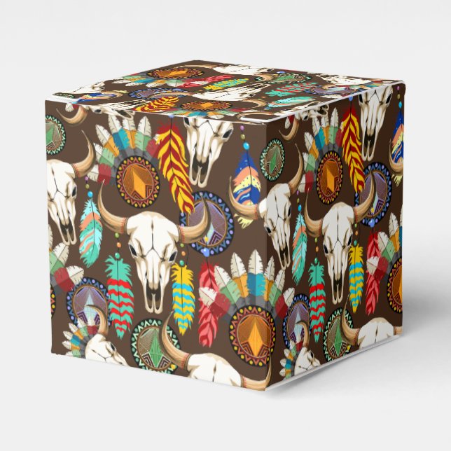 Buffalo Skull Native American Emblem Favor Boxes (Front Side)