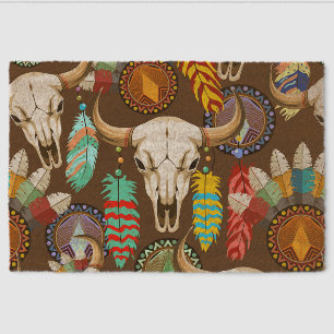 Buffalo Skull Native American Emblem Fiber Doormat