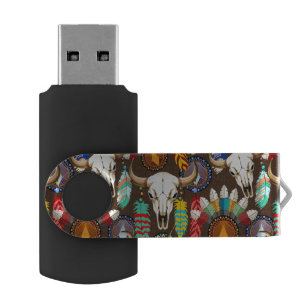 Buffalo Skull Native American Emblem Flash Drive