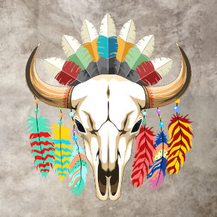 Buffalo Skull Native American Emblem Floor Decals