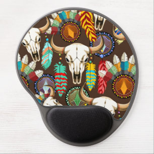 Buffalo Skull Native American Emblem Gel Mouse Pad