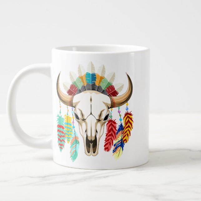 Buffalo Skull Native American Emblem Giant Coffee Mug (Left)