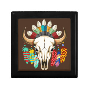 Buffalo Skull Native American Emblem Gift Box