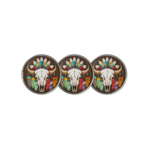 Buffalo Skull Native American Emblem Golf Ball Marker