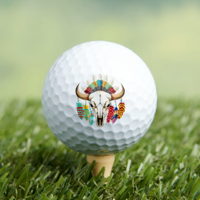 Buffalo Skull Native American Emblem Golf Balls (Insitu Tee)