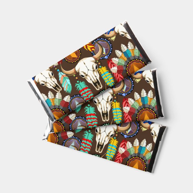 Buffalo Skull Native American Emblem Hershey Bar Favors (Front)