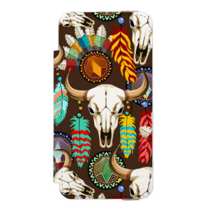 Buffalo Skull Native American Emblem iPhone SE/5/5s Wallet Case