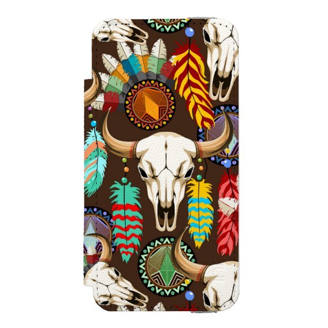 Buffalo Skull Native American Emblem Incipio iPhone Wallet Case (Folio Front)