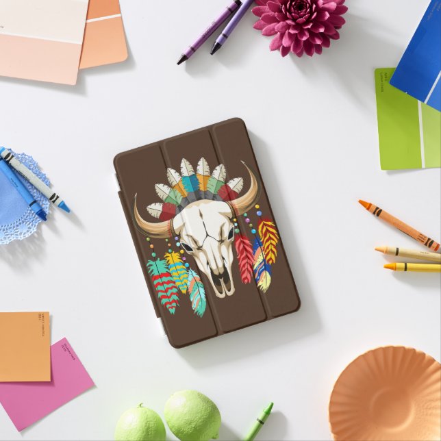 Buffalo Skull Native American Emblem iPad Mini Cover (In Situ)