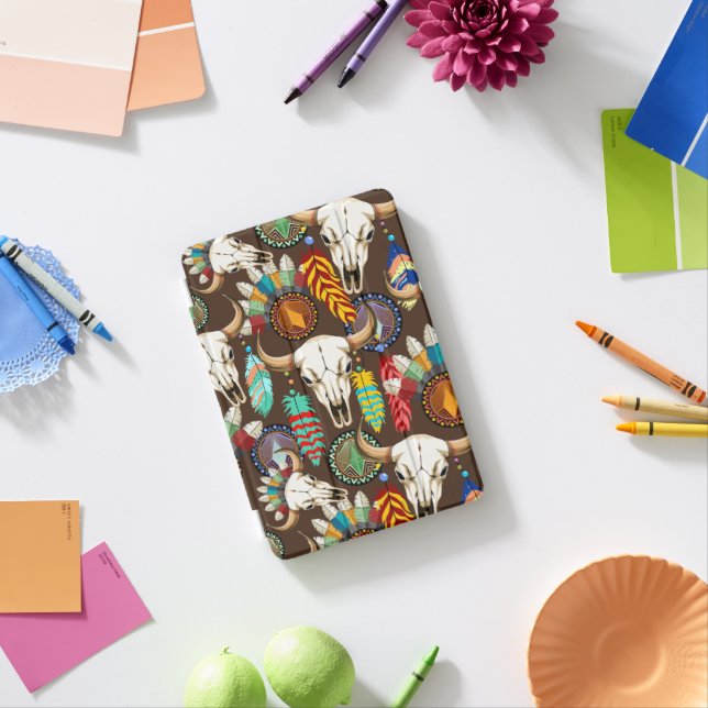 Buffalo Skull Native American Emblem iPad Mini Cover (In Situ)