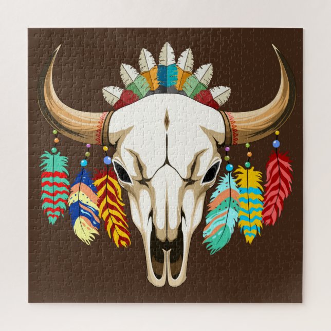 Buffalo Skull Native American Emblem Jigsaw Puzzle (Vertical)