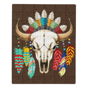 Buffalo Skull Native American Emblem Jigsaw Puzzle
