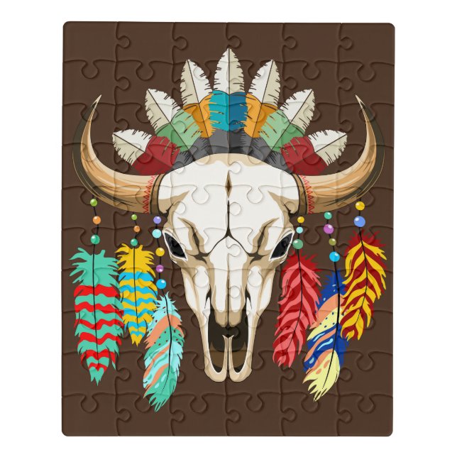 Buffalo Skull Native American Emblem Jigsaw Puzzle (Puzzle Vertical)