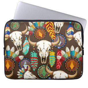 Buffalo Skull Native American Emblem Laptop Sleeve